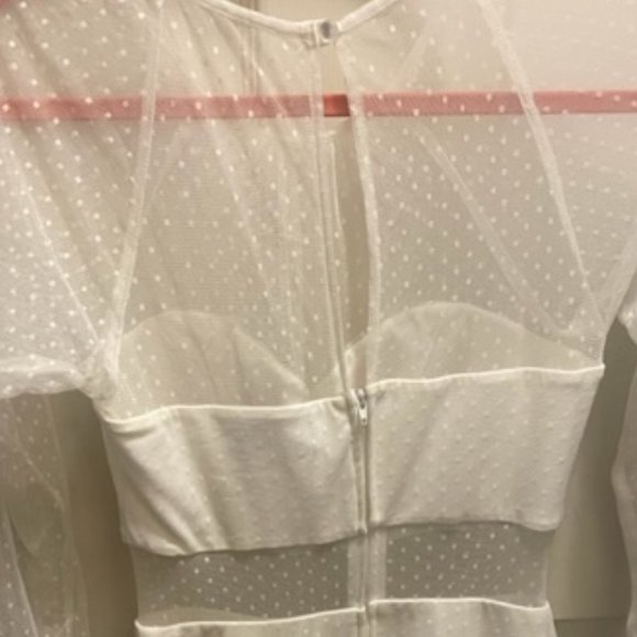 Women's Sheer White Polka Dot Dress - Picture 9 of 9